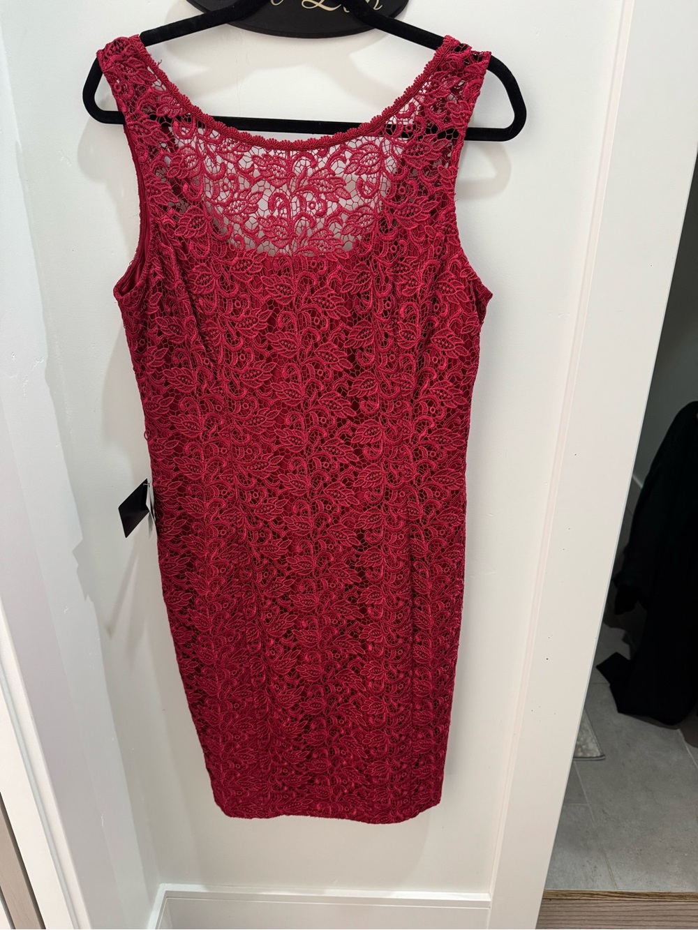 White House Black Market Burgundy Lace Sheath Dress